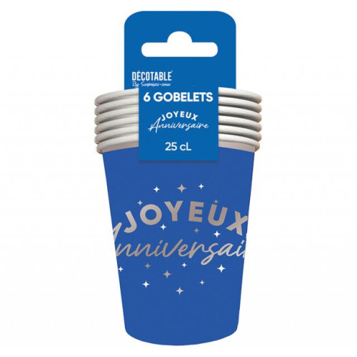 GOBELETS X 6 ANNIV.BLEU 25CL