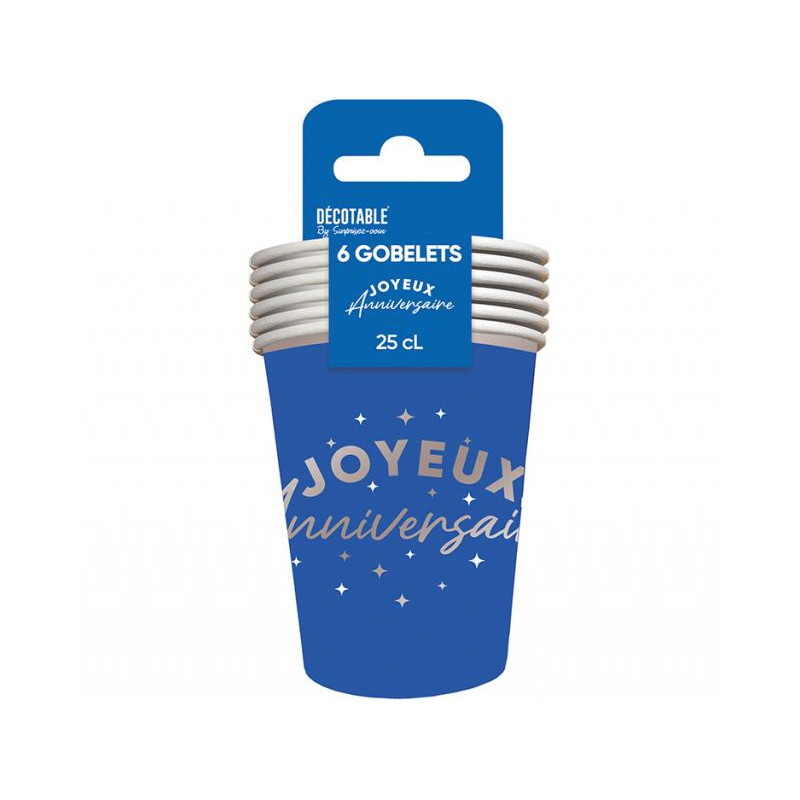 GOBELETS X 6 ANNIV.BLEU 25CL