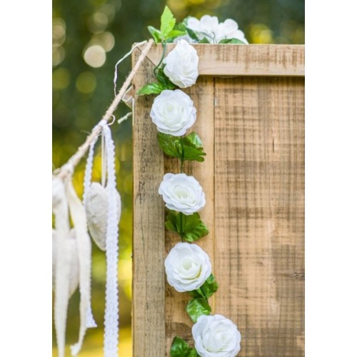 GUIRLANDE ROSES BLANC 220CM