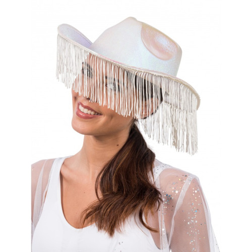 CHAPEAU DE COWBOY BLANC IRISE