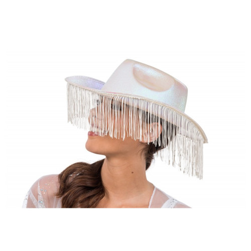 CHAPEAU DE COWBOY BLANC IRISE