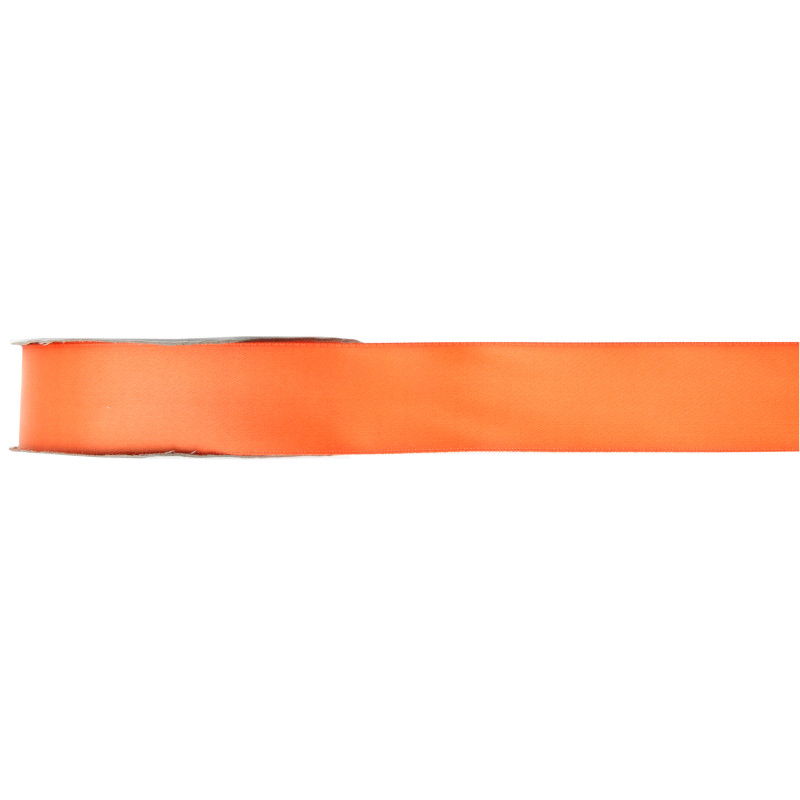 SATIN 25M/10MM DOUB.FACE ORANGE