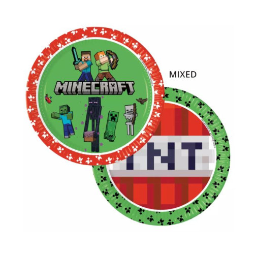 8 ASSIETTES PLATE 23CM MINECRAF