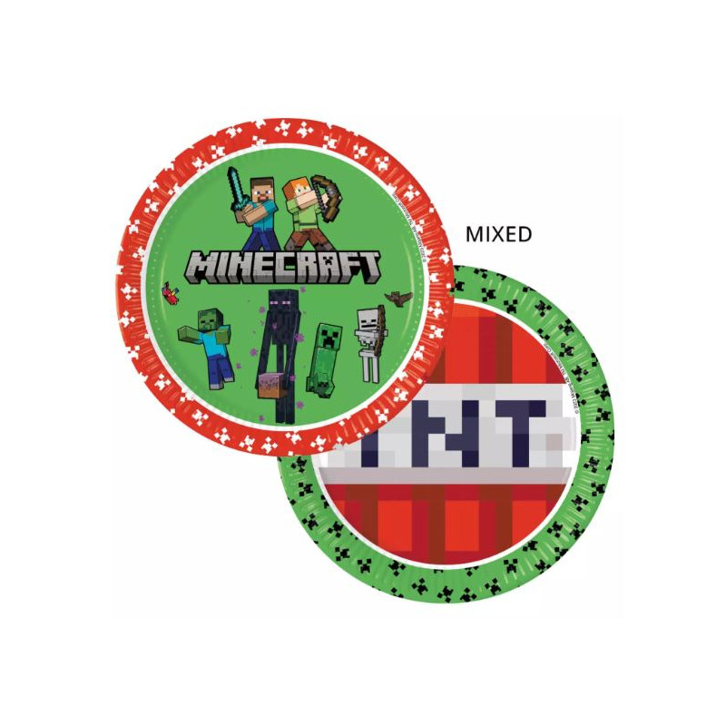 8 ASSIETTES PLATE 23CM MINECRAF