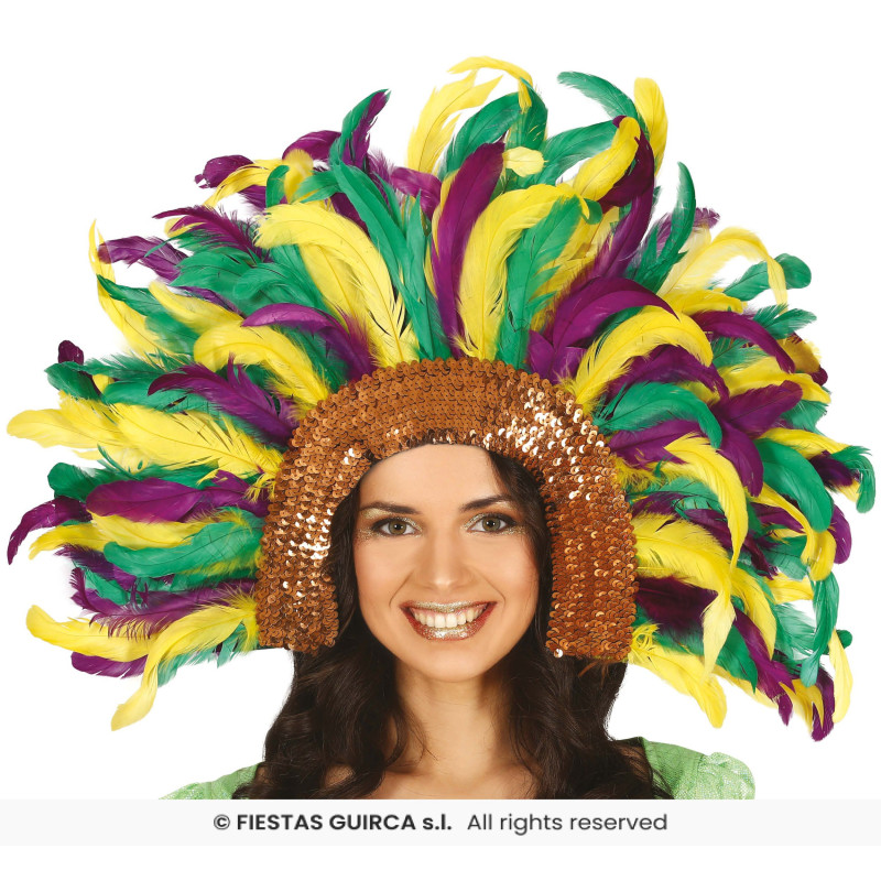 COIFFE PLUMES MULTICOLORES