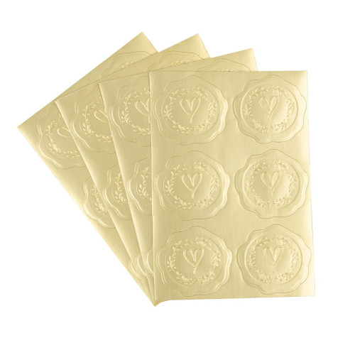 24 STICKERS EFFET CACHET DE CIRE OR