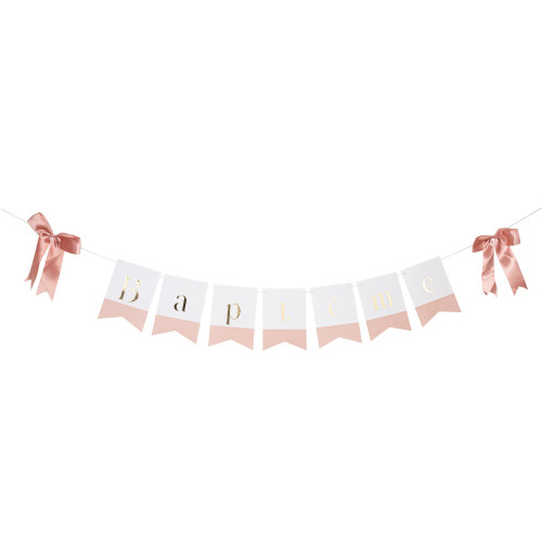 GUIRLANDE BAPTEME ROSE/BLANC/OR