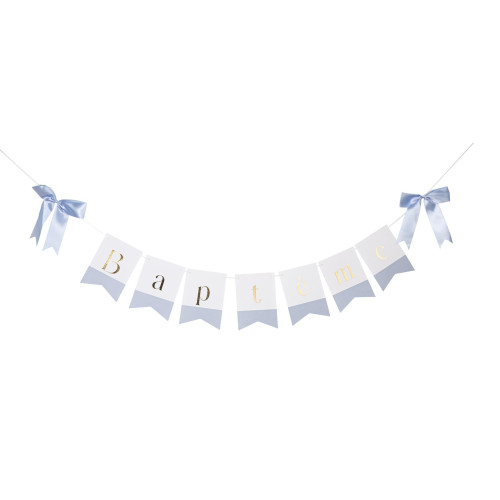 GUIRLANDE BAPTEME BLEU/BLANC/OR