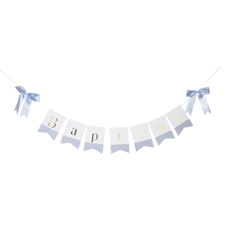 GUIRLANDE BAPTEME BLEU/BLANC/OR