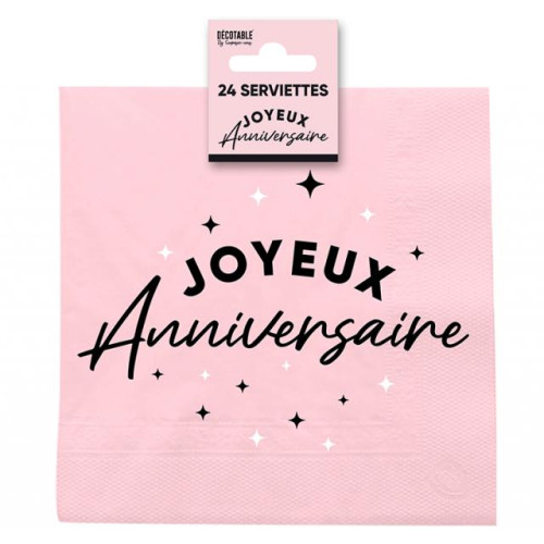 24 SERVIETTES JOY.ANNIV ROSE