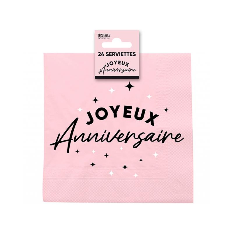 24 SERVIETTES JOY.ANNIV ROSE