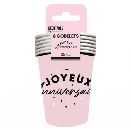 GOBELETS X 6 ANNIV.ROSE 25CL