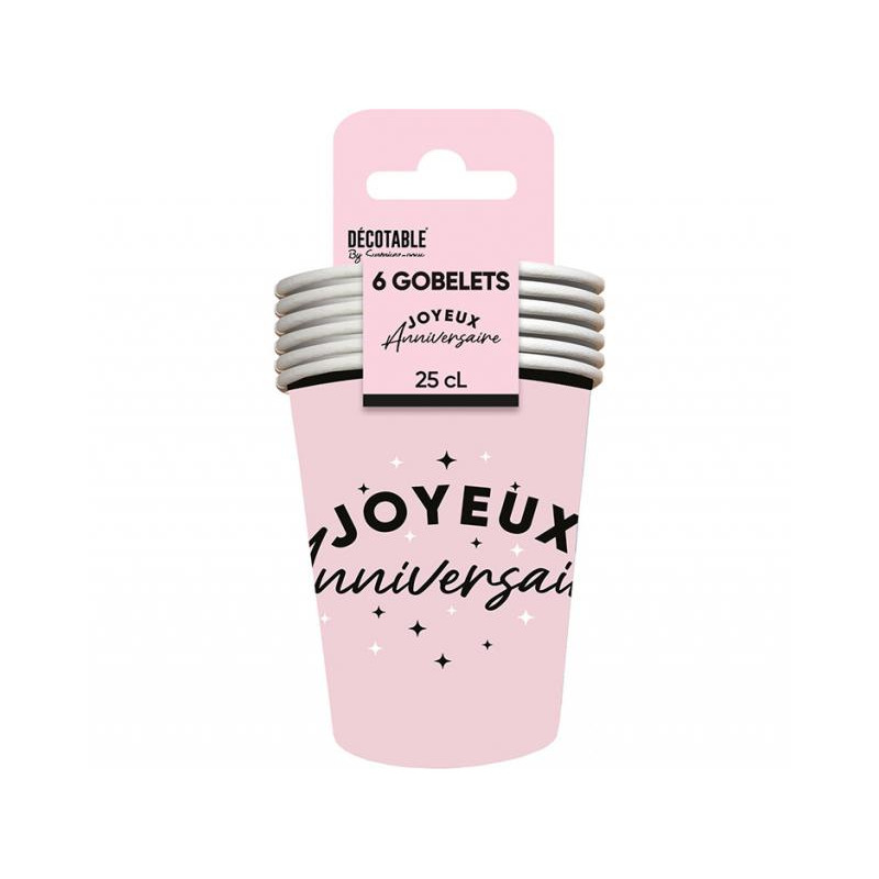 GOBELETS X 6 ANNIV.ROSE 25CL
