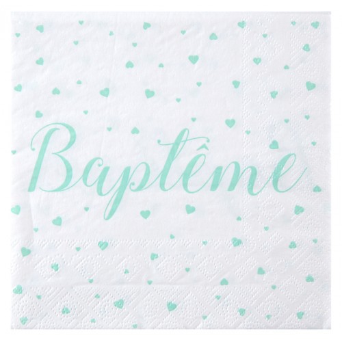 20 SERVIETTES BAPTEME MINT