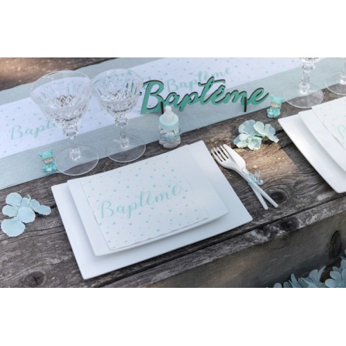 20 SERVIETTES BAPTEME MINT