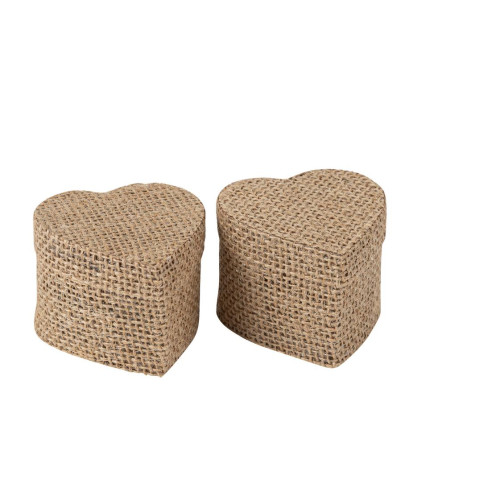 2 BOÎTES CŒUR JUTE 6X4,5X6CM
