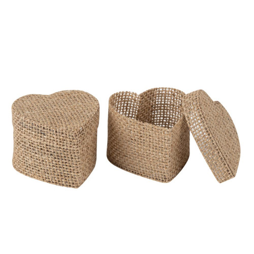 2 BOÎTES CŒUR JUTE 6X4,5X6CM