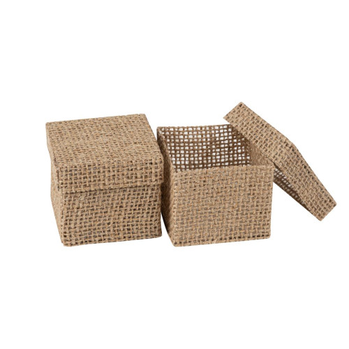 2 BOÎTES CARRÉES JUTE 5X5X5CM