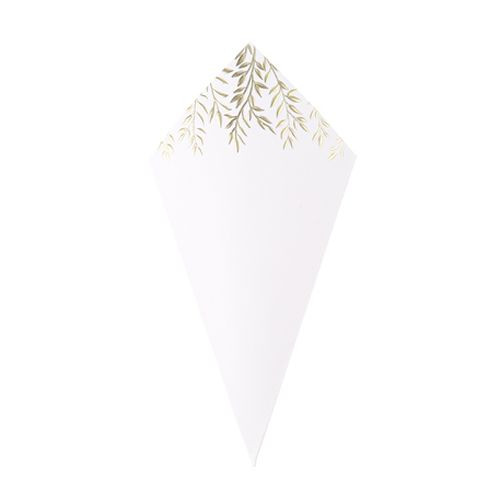 10 CORNETS JOLIS BRINS PAPIER OR ET BLANC
