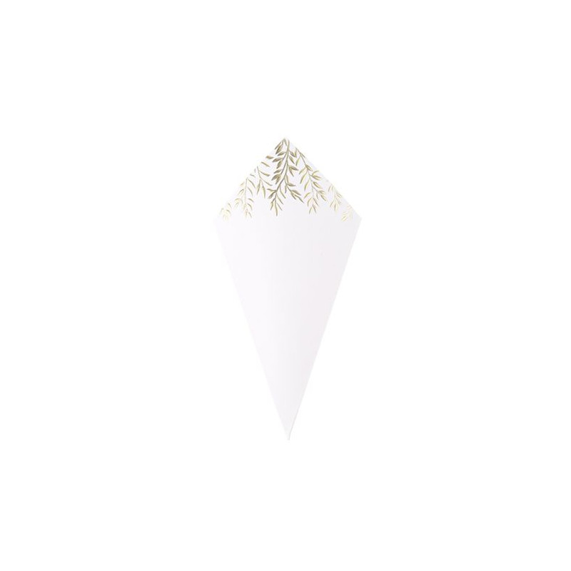 10 CORNETS JOLIS BRINS PAPIER OR ET BLANC