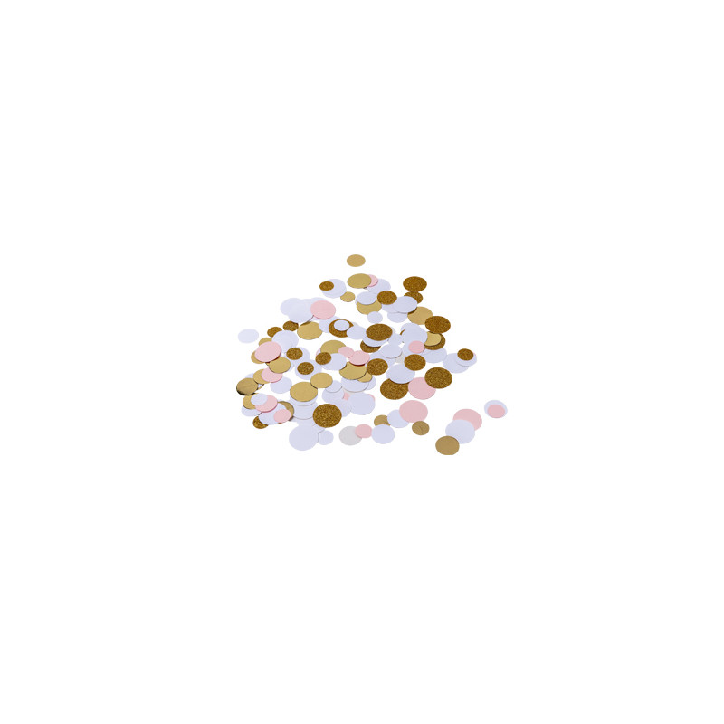 CONFETTIS PAPIER ROSE,BLANC OR