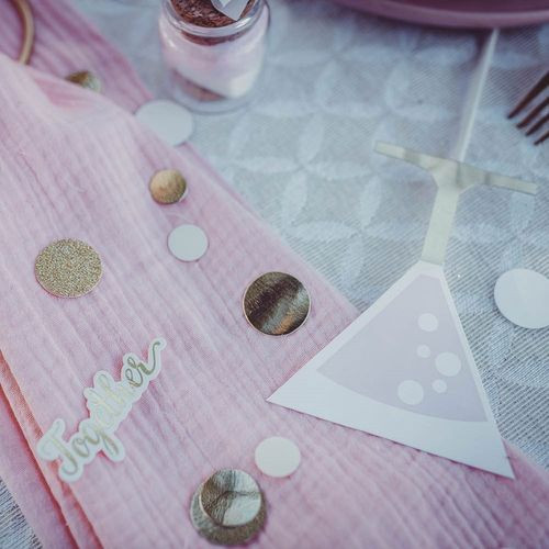 CONFETTIS PAPIER ROSE,BLANC OR
