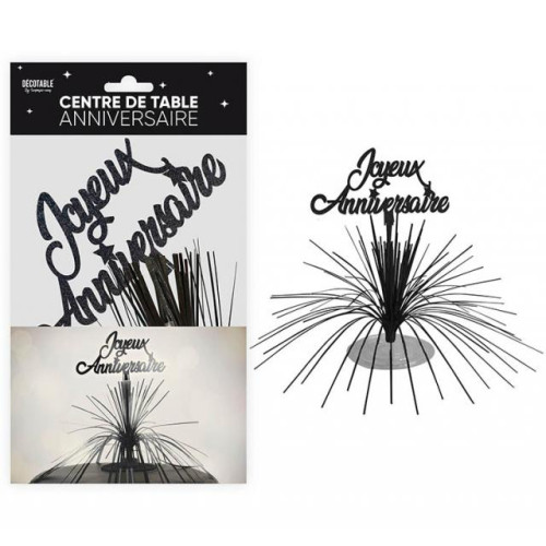 CENTRE DE TABLE ANNIVERSAIRE NOIR