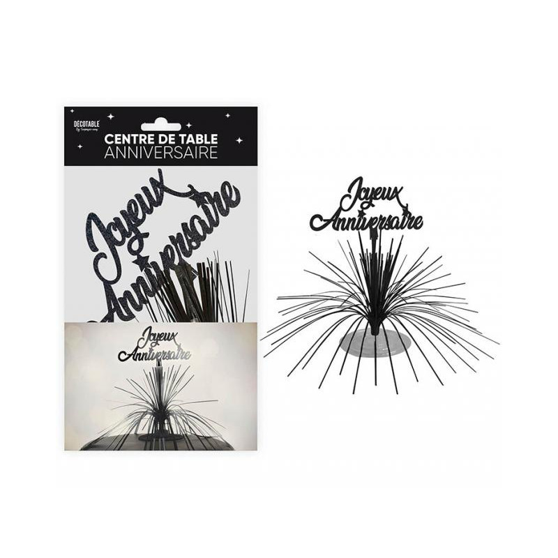 CENTRE DE TABLE ANNIVERSAIRE NOIR