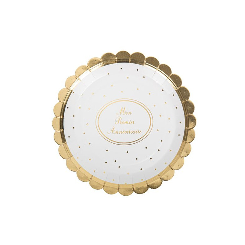 8 ASSIETTES MON 1ER ANNIVERSAIRE OR