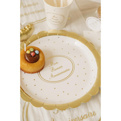 8 ASSIETTES MON 1ER ANNIVERSAIRE OR