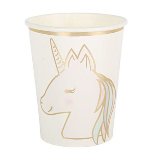 8 GOBELETS LICORNE PASTEL / OR