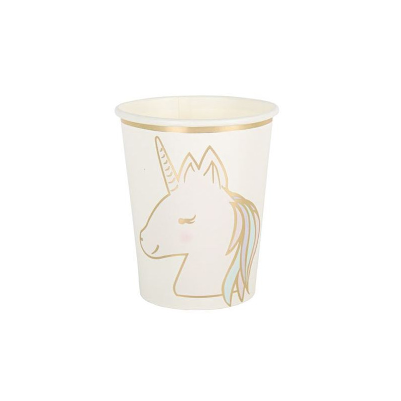 8 GOBELETS LICORNE PASTEL / OR
