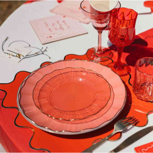 6 ASSIETTES PLAST.ROSE/OR