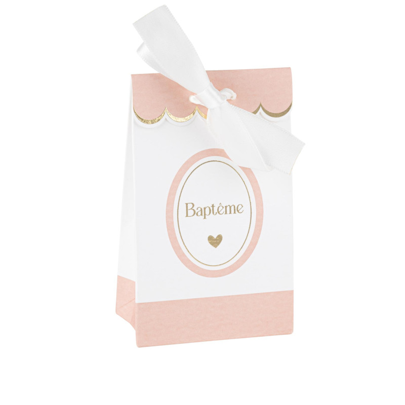 10 SACHETS BAPTEME ROSE/BLANC