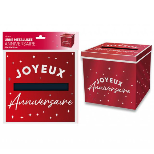 URNE JOYEUX ANNIVERSAIRE ROUGE