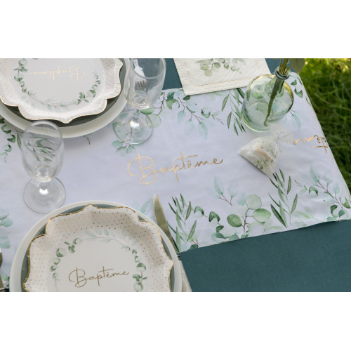 CHEMIN DE TABLE VÉGÉTAL BAPTÊME