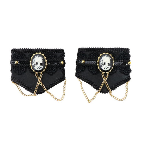 2 MANCHETTES GOTHIQUES NOIRES