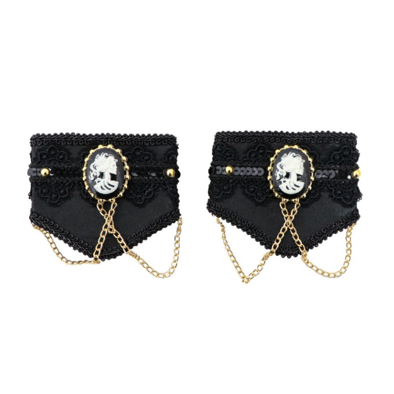 2 MANCHETTES GOTHIQUES NOIRES
