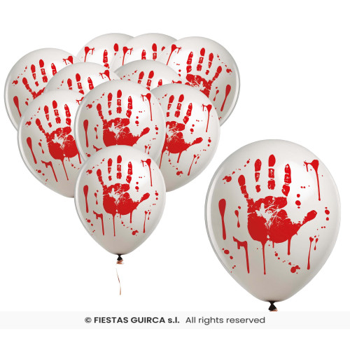 SACHET 10 BALLONS MAIN ENSANGLANTE