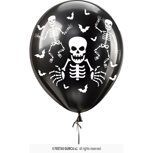SACHET 10 BALLONS SQUELETTES NOIR