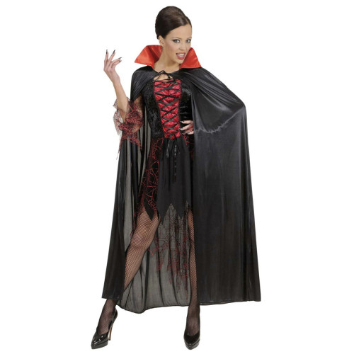 CAPE NOIRE COL ROUGE SATIN