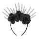 CHAPEAU MAINS SQUELETTE ET ROSES NOIRS