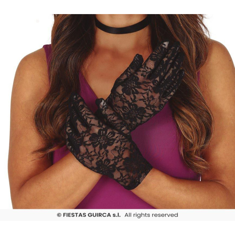PAIRE DE GANTS DENTELLE 22 CMS