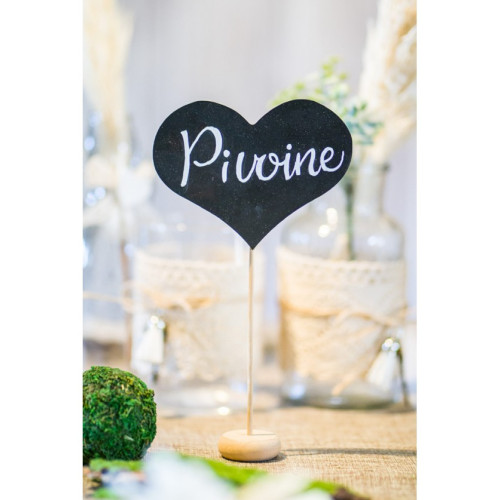 SET 6 MARQUE-TABLES COEUR ARDOISE