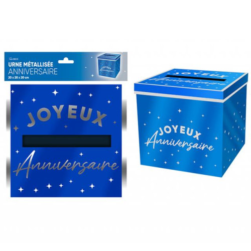 URNE JOYEUX ANNIVERSAIRE BLEU