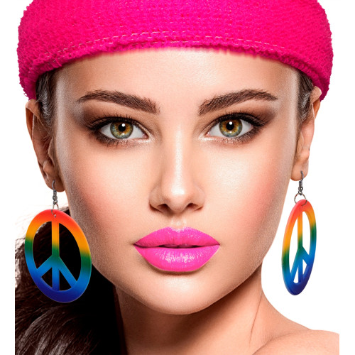 BOUCLES D'OREILLES HIPPIE ARC EN CIEL