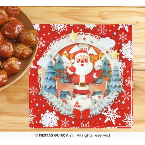 20 SERVIETTES PERE NOEL 16.5X16,5cm