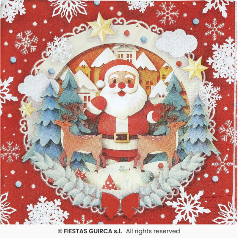 20 SERVIETTES PERE NOEL 16.5X16,5cm