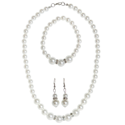 SET COLLIER, BOUCLES D'OREILLE PERLE BLANCHE