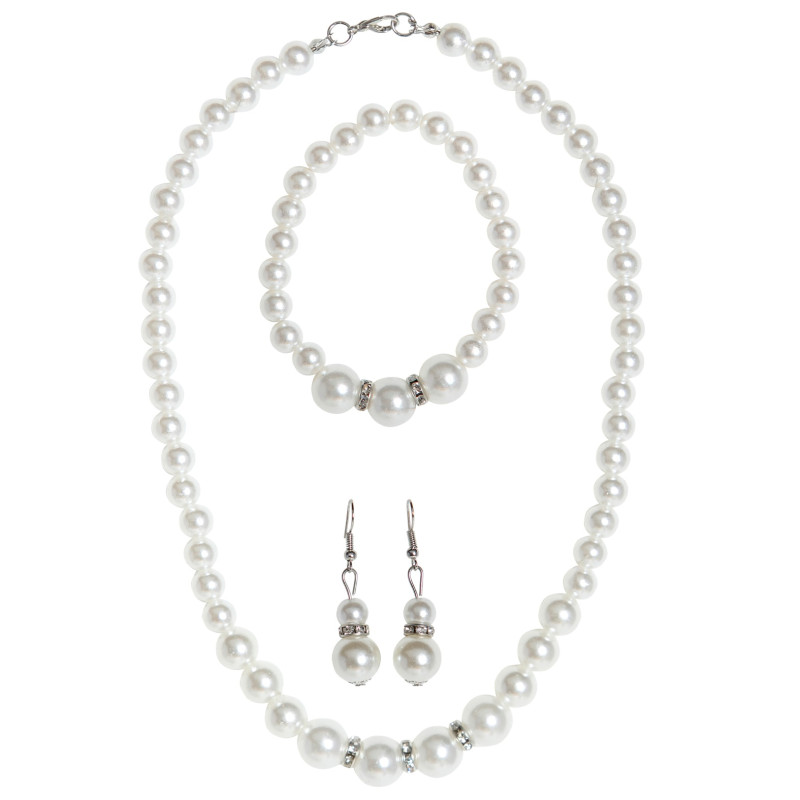 SET COLLIER, BOUCLES D'OREILLE PERLE BLANCHE
